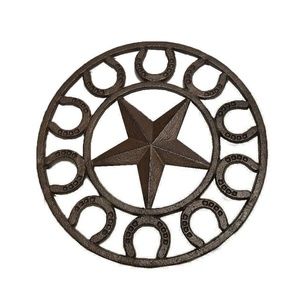 Star & Horseshoes Trivet - Cast Iron. 9.75 inch